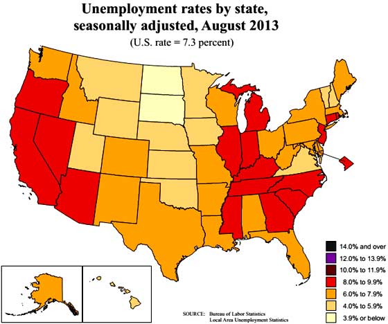state unemployment map 8/13